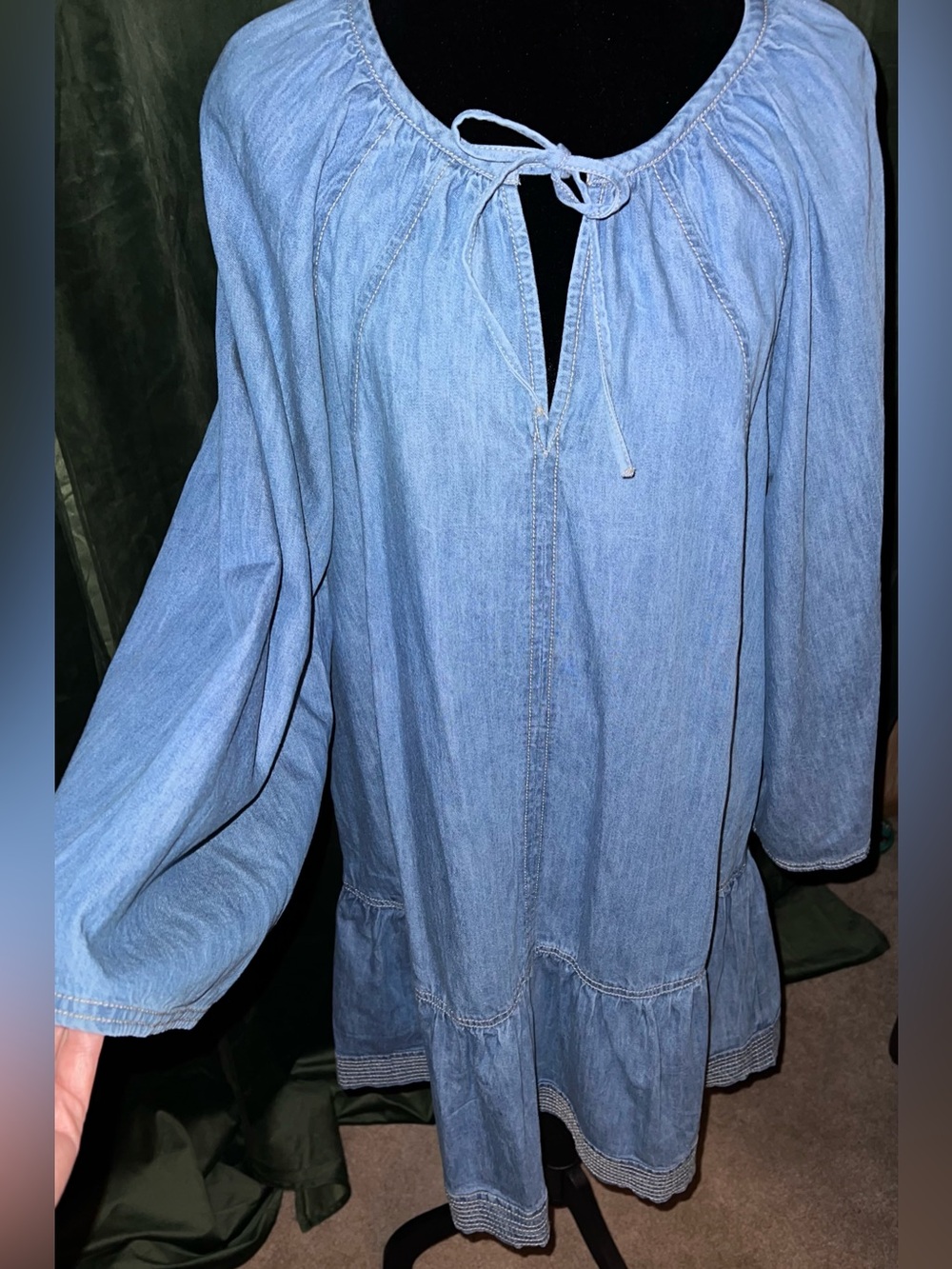 LOFT NWT - Light Blue Denim Peasant Tunic Dress